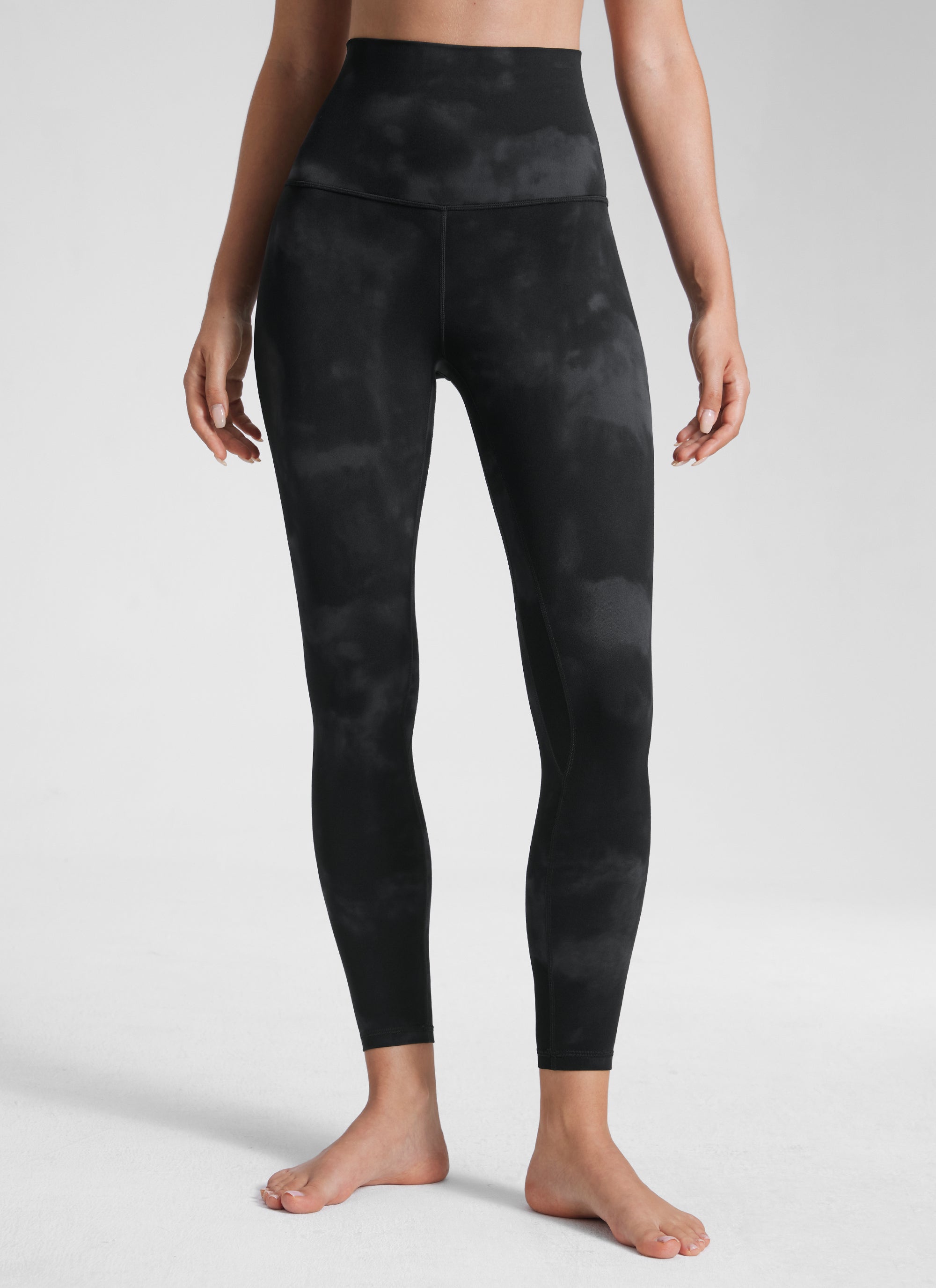 CRZ YOGA Women's Lounge Super High Rise Butterluxe Yoga Leggings 25'' Black Tie Dye Flowers