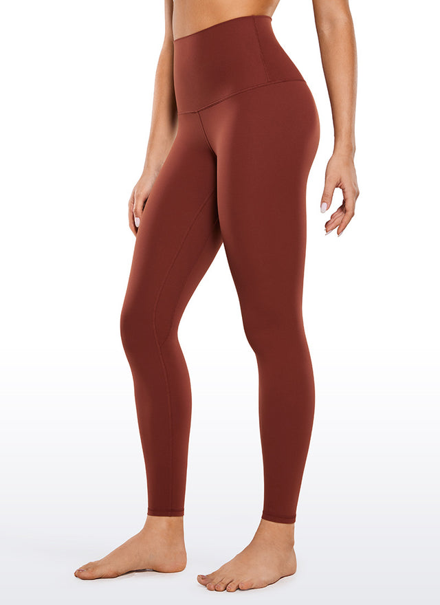 CRZ YOGA Women's Yoga Super High Waist Butterluxe Yoga Leggings 28'' Jujube Brown @model_info:Cesilia
