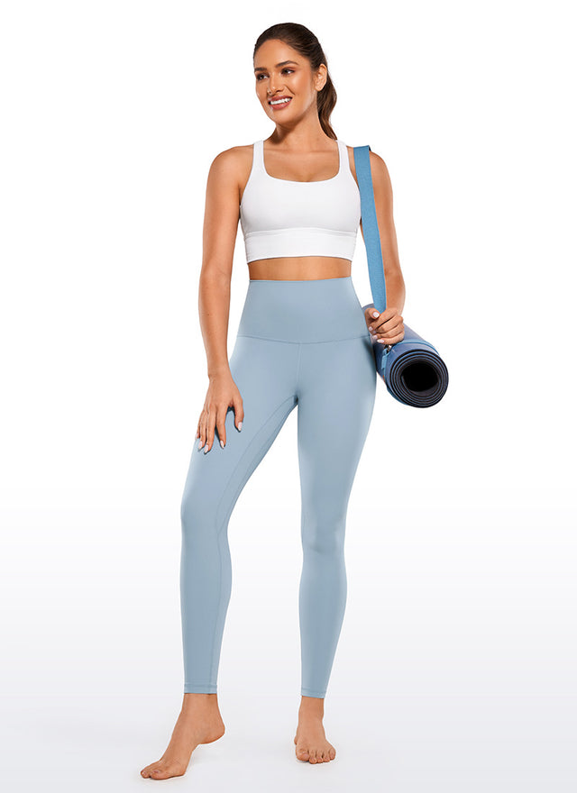 CRZ YOGA Women's Yoga Super High Waist Butterluxe Yoga Leggings 28'' Cambric Blue @model_info:Cesilia