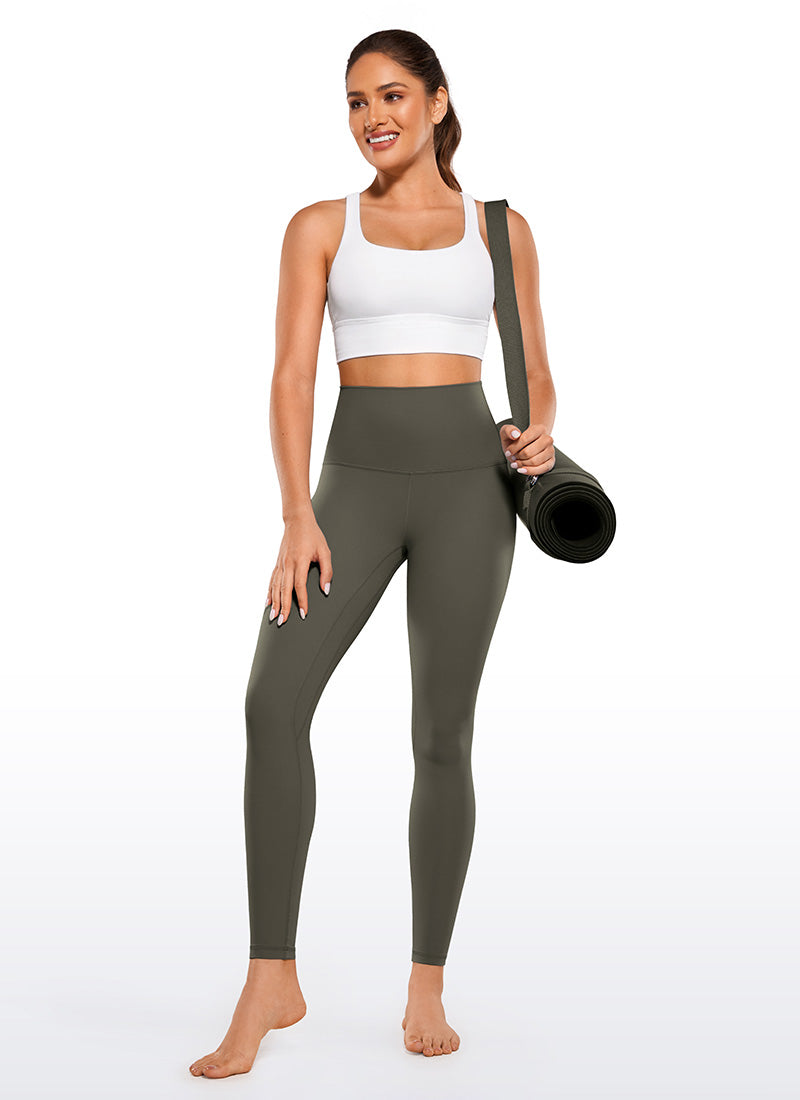 CRZ YOGA Women's Yoga Super High Waist Butterluxe Yoga Leggings 28'' Light Army Green