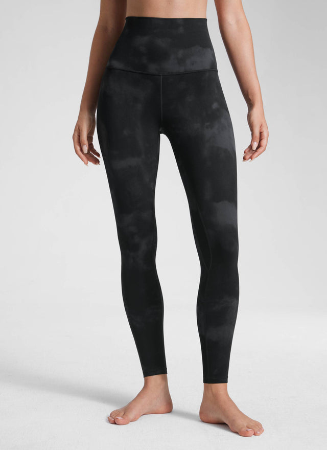 CRZ YOGA Women's Yoga Super High Waist Butterluxe Yoga Leggings 28'' Black Tie Dye Flowers