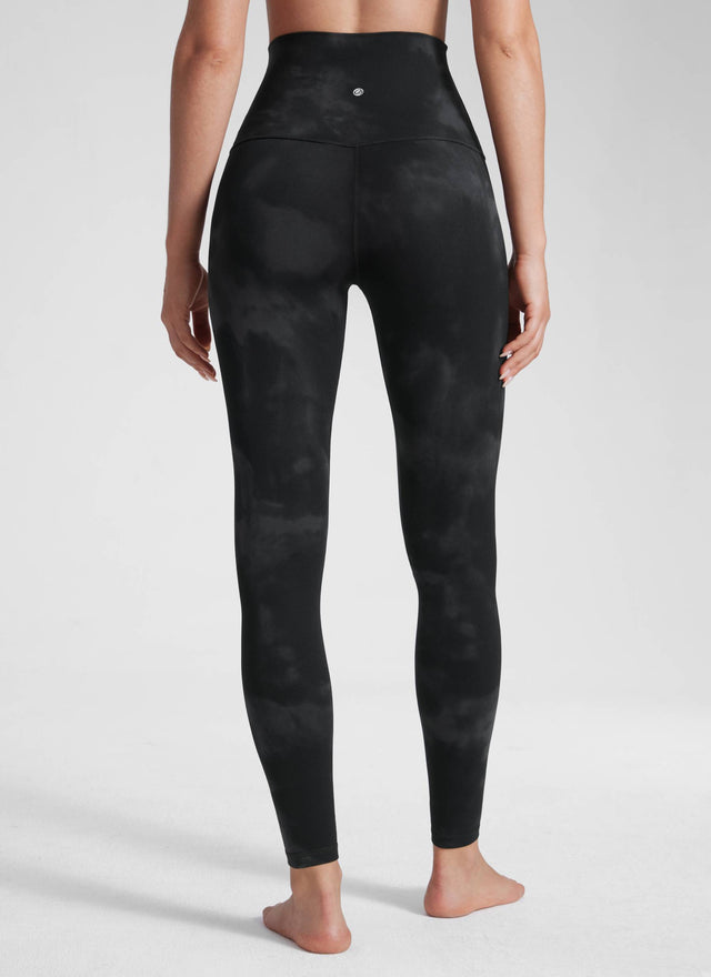 CRZ YOGA Women's Yoga Super High Waist Butterluxe Yoga Leggings 28'' Black Tie Dye Flowers