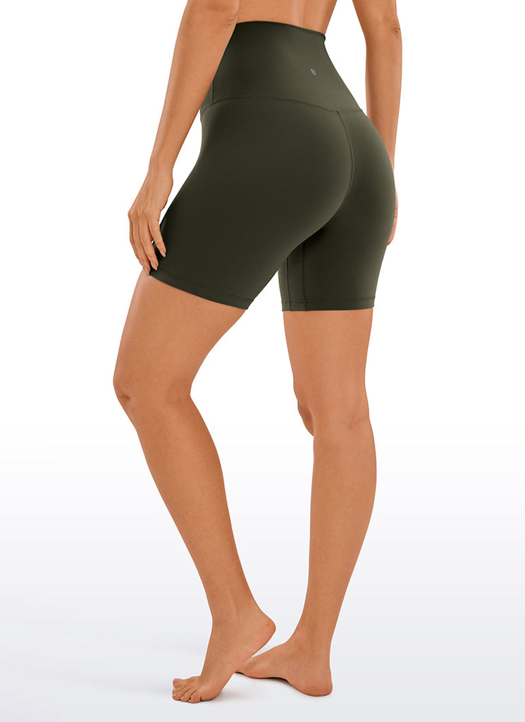 CRZ YOGA Women's Yoga Super High Waist Butterluxe Shorts 6'' True Navy