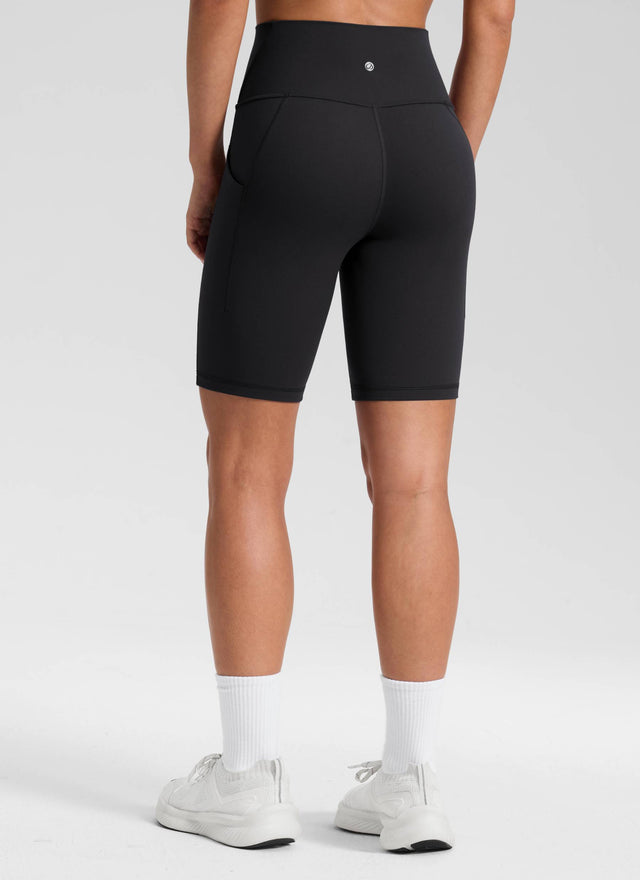 CRZ YOGA Women's Yoga High Rise Biker Butterluxe Pockets Shorts 8'' Black @model_info:Isidora