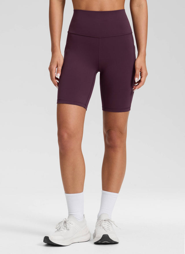 CRZ YOGA Women's Yoga High Rise Biker Butterluxe Pockets Shorts 8'' Deep Purple @model_info:Isidora