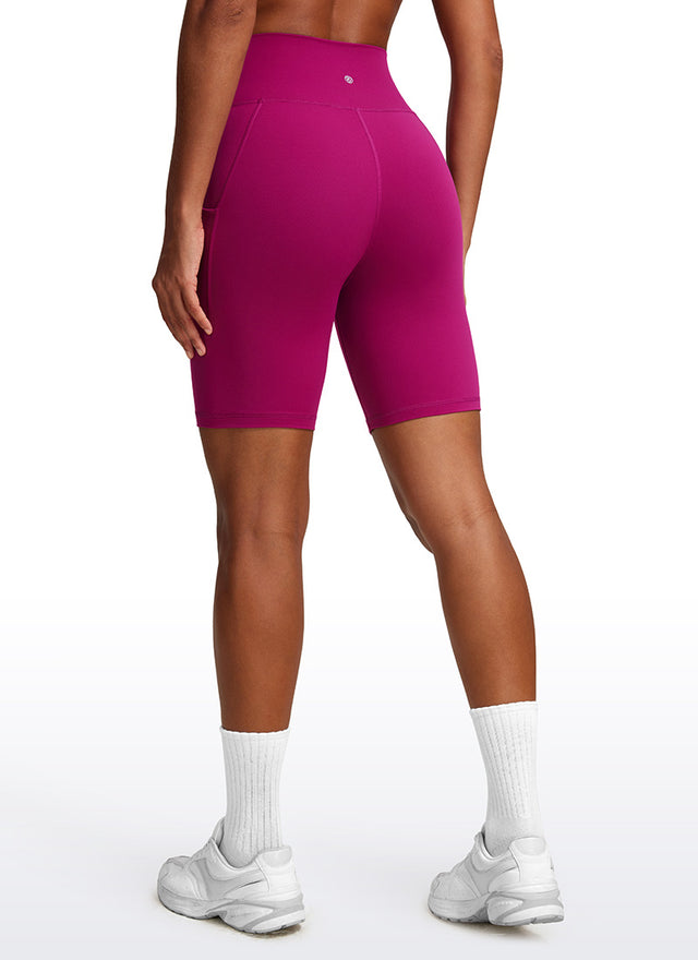 CRZ YOGA Women's Yoga High Rise Biker Butterluxe Pockets Shorts 8'' Magenta Purple