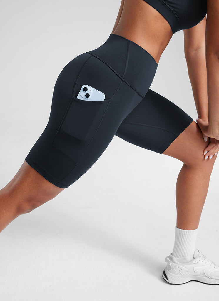 CRZ YOGA Women's Yoga High Rise Biker Butterluxe Pockets Shorts 8'' True Navy