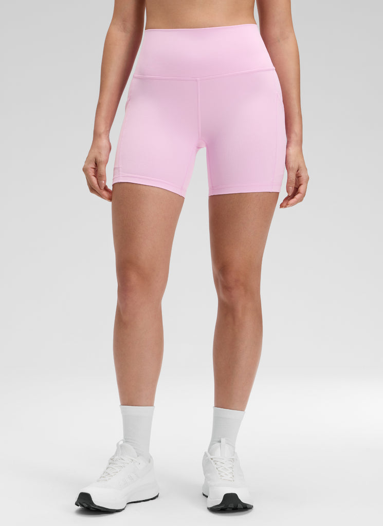 CRZ YOGA Women's Yoga High Rise Biker Butterluxe Pockets Shorts 5'' Cascadia Green