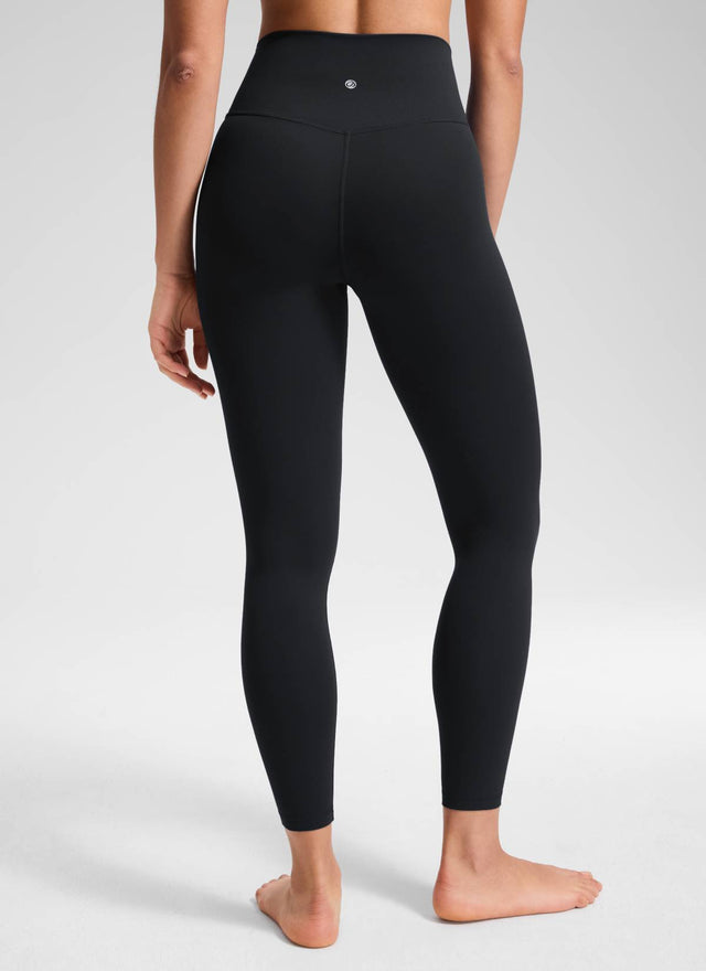 CRZ YOGA Women's High Rise Butterluxe Yoga Leggings 25'' V Cross Waist Black @model_info:Fiona
