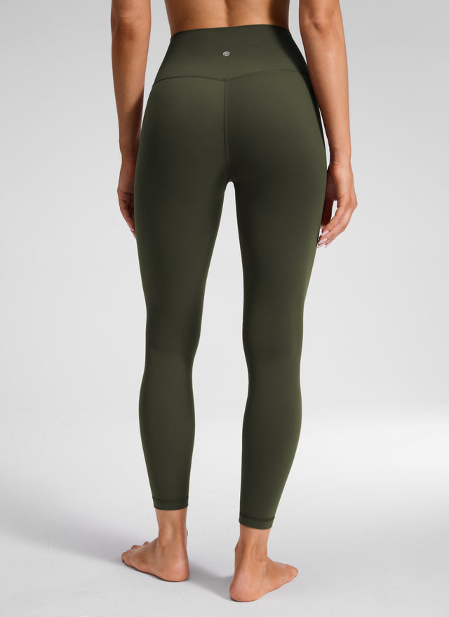 CRZ YOGA Women's High Rise Butterluxe Yoga Leggings 25'' V Cross Waist Olive Green @model_info:Lary