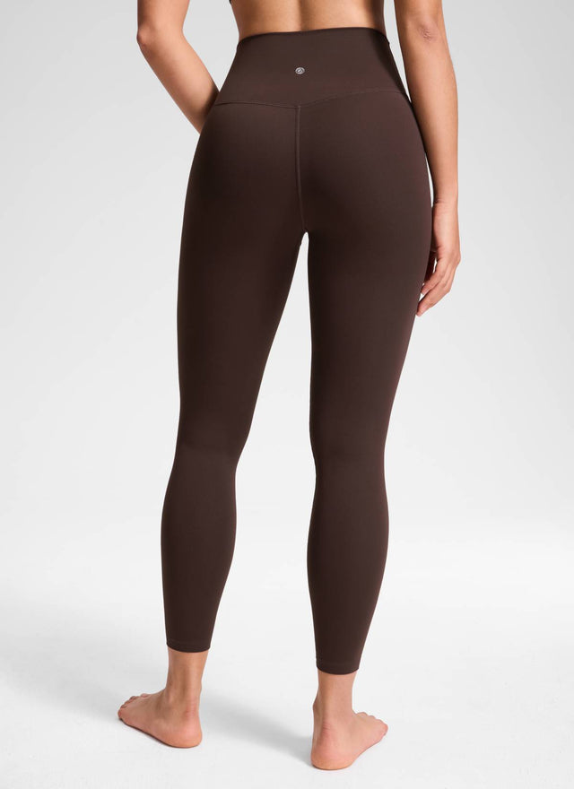 CRZ YOGA Women's High Rise Butterluxe Yoga Leggings 25'' V Cross Waist Hot Fudge Brown @model_info:Fiona