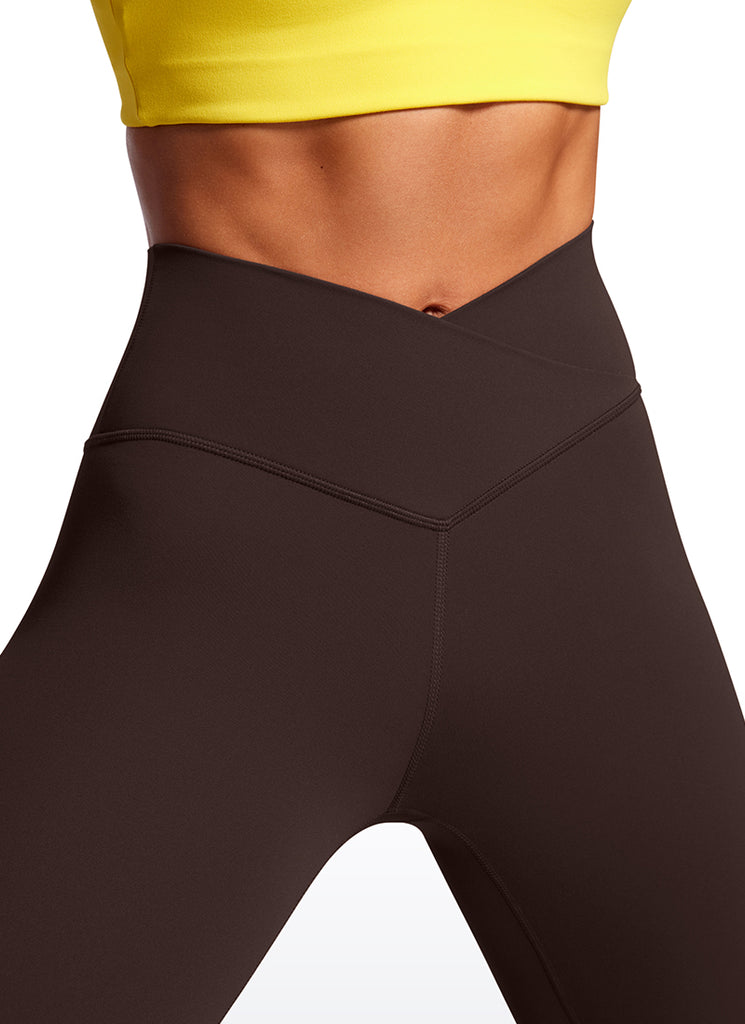 CRZ YOGA Women's High Rise Butterluxe Yoga Leggings 25'' V Cross Waist Grey Sage