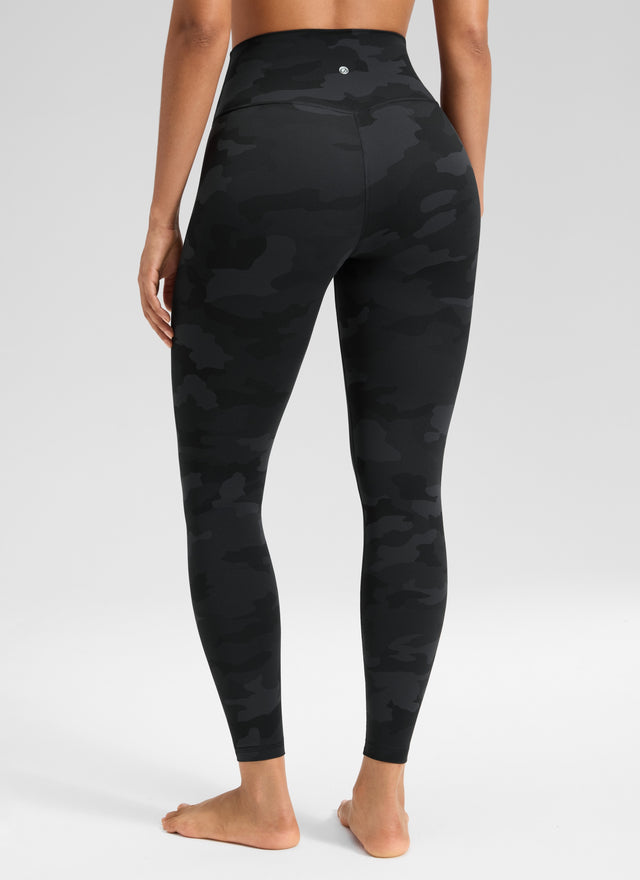 CRZ YOGA Women's High Rise Butterluxe Yoga Leggings 25'' V Cross Waist Dark Grey Camouflage 2 @model_info:Carol