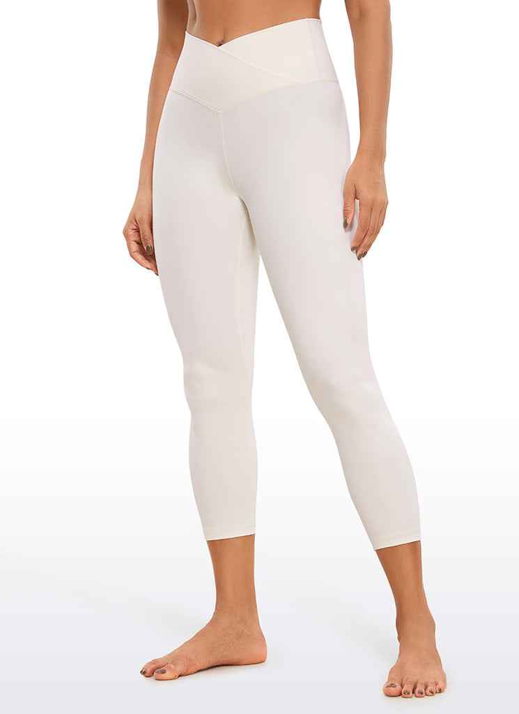 CRZ YOGA Women's High Rise Butterluxe V Cross Waist Capris Leggings 23'' Spectral Blue