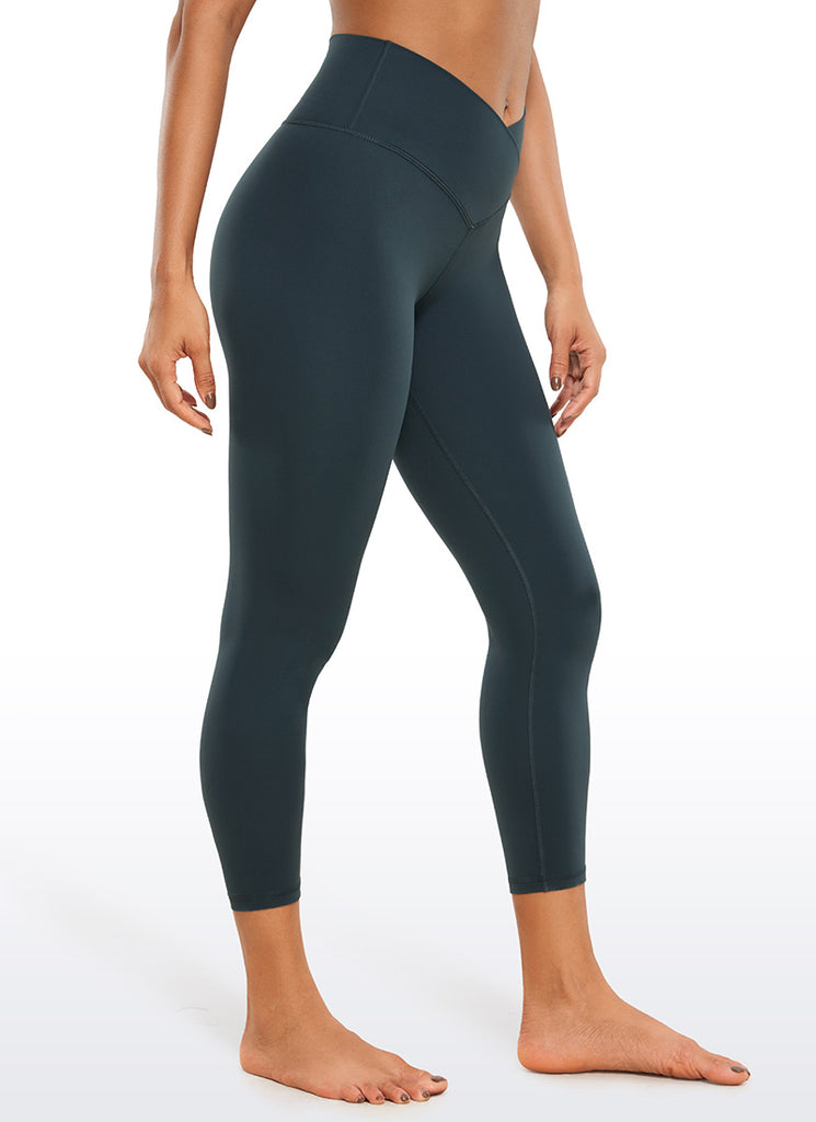 CRZ YOGA Women's High Rise Butterluxe V Cross Waist Capris Leggings 23'' Spectral Blue