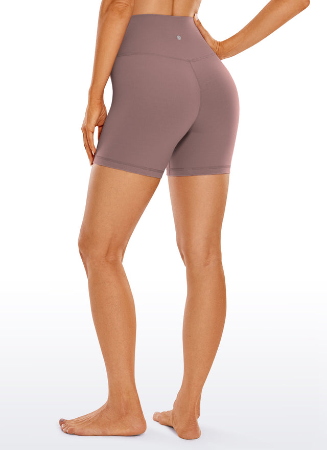 CRZ YOGA Women's High Rise Butterluxe V Cross Waist Biker Shorts 5'' Mauve @model_info:NEW2