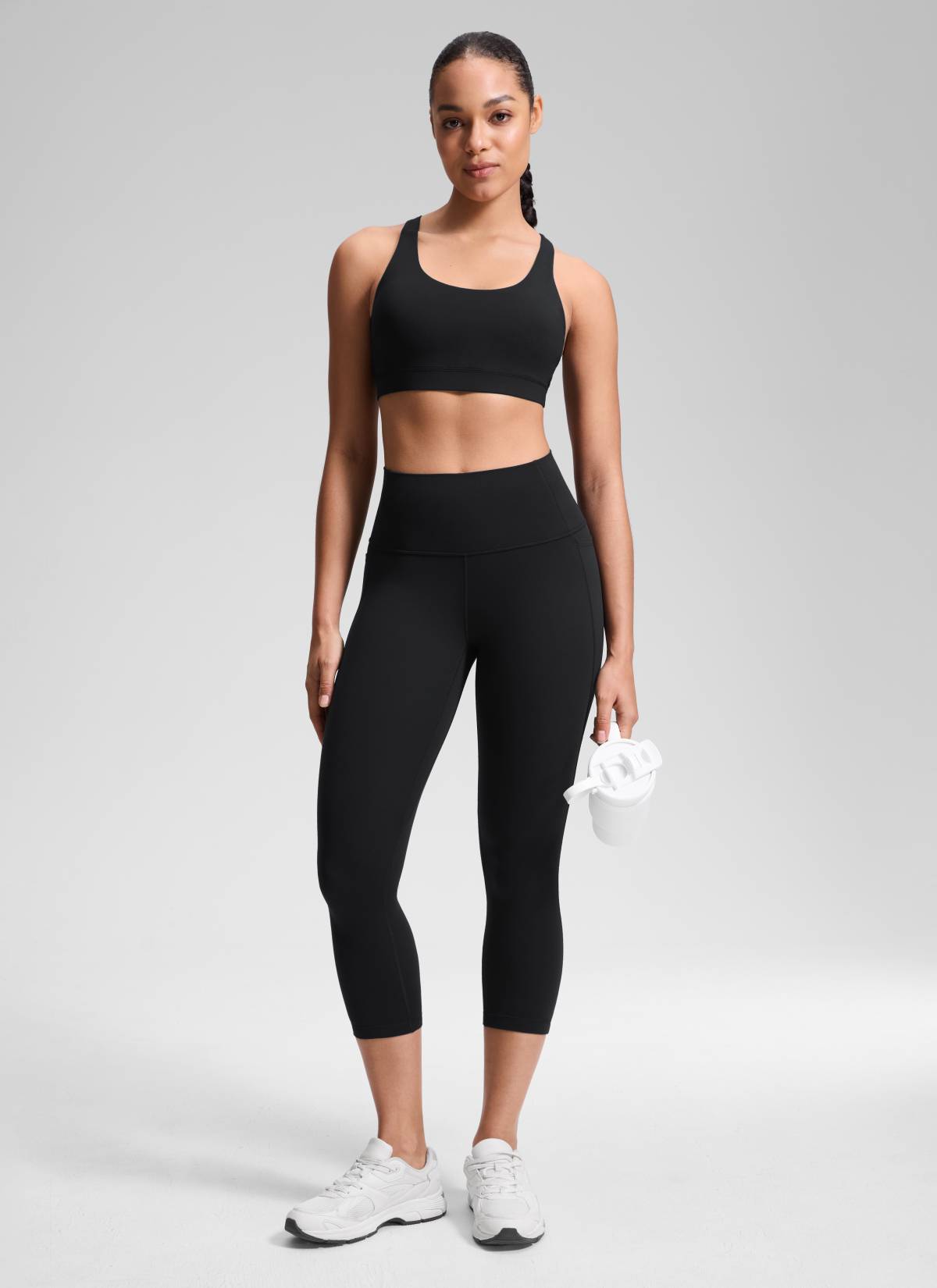 CRZ YOGA Women's Yoga High Rise Butterluxe Capri with Pockets 21'' Black @model_info:Fiona