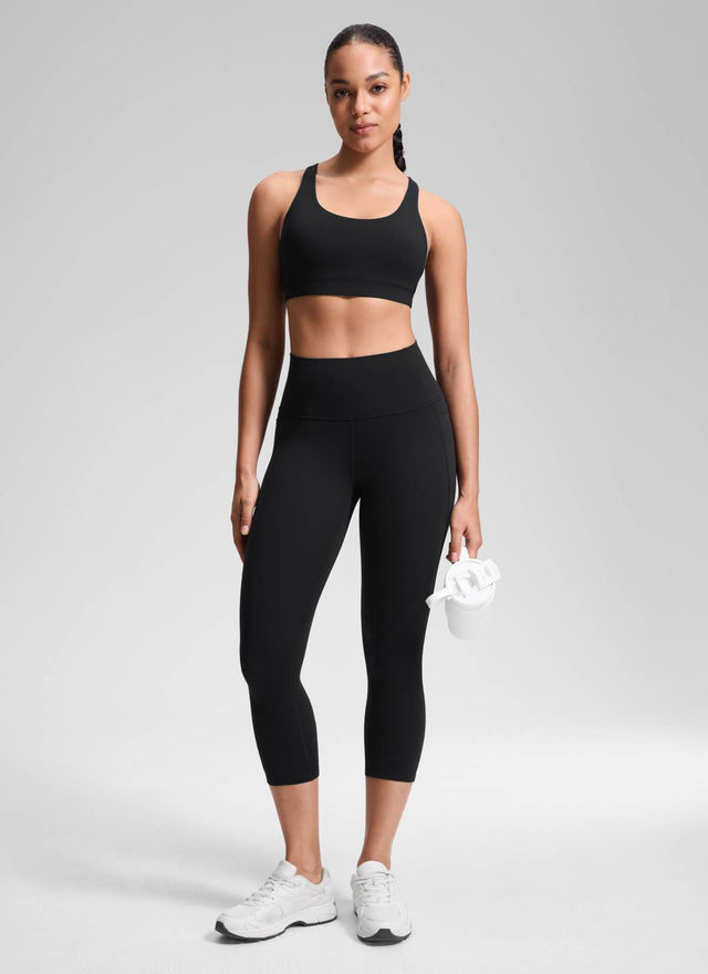 CRZ YOGA Women's Yoga High Rise Butterluxe Capri with Pockets 21'' Black @model_info:Fiona