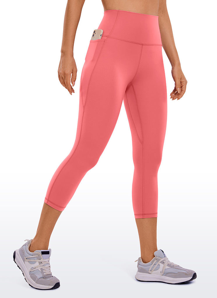 CRZ YOGA Women's Yoga High Rise Butterluxe Capri with Pockets 21'' Grey Olive