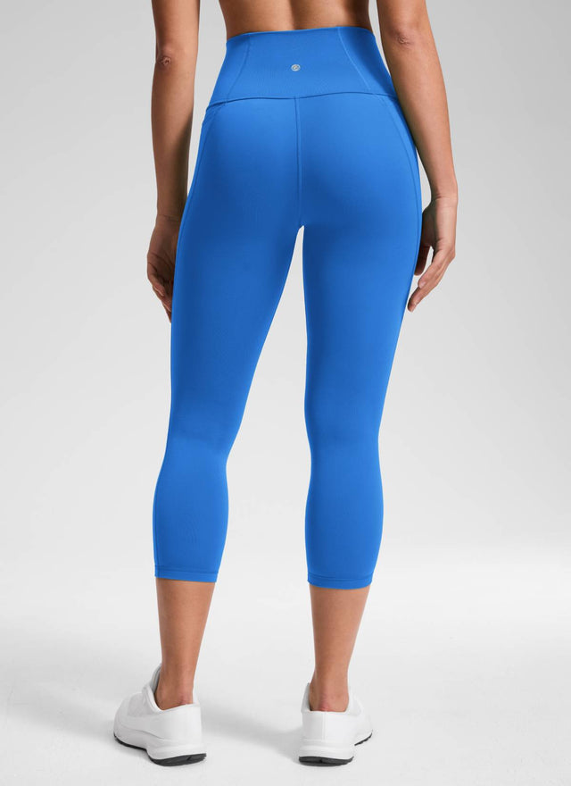 CRZ YOGA Women's Yoga High Rise Butterluxe Capri with Pockets 21'' Sparkle Blue @model_info:Fiona