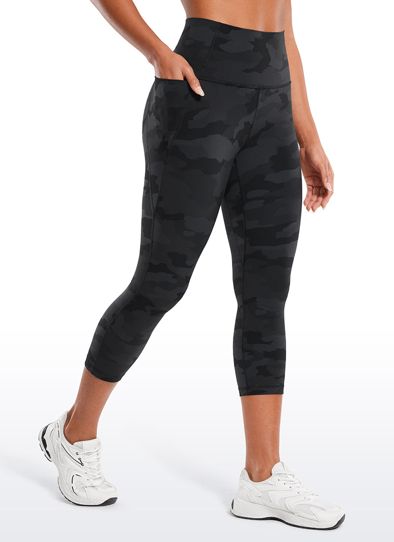 CRZ YOGA Women's Yoga High Rise Butterluxe Capri with Pockets 21'' Dark Grey Camouflage 2