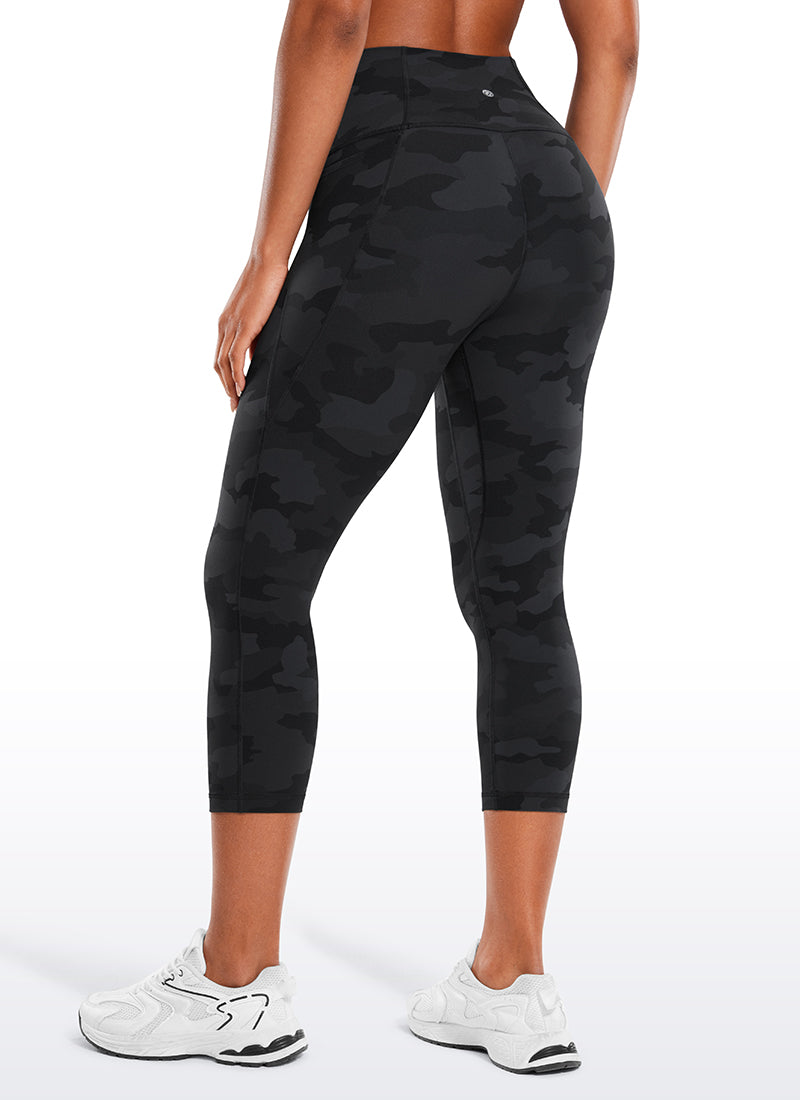 CRZ YOGA Women's Yoga High Rise Butterluxe Capri with Pockets 21'' Dark Grey Camouflage 2