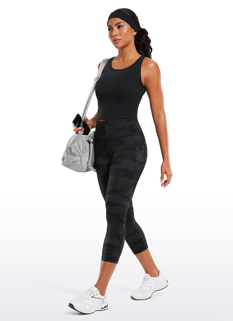 CRZ YOGA Women's Yoga High Rise Butterluxe Capri with Pockets 21'' Dark Grey Camouflage 2