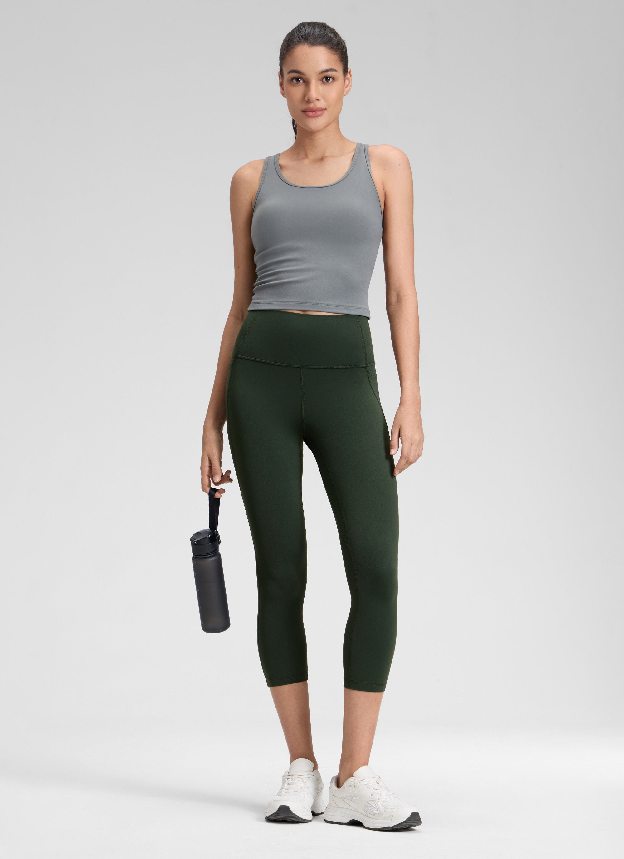 CRZ YOGA Women's Yoga High Rise Butterluxe Capri with Pockets 21'' Legend Green @model_info:Jenna