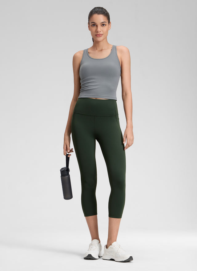 CRZ YOGA Women's Yoga High Rise Butterluxe Capri with Pockets 21'' Legend Green @model_info:Jenna