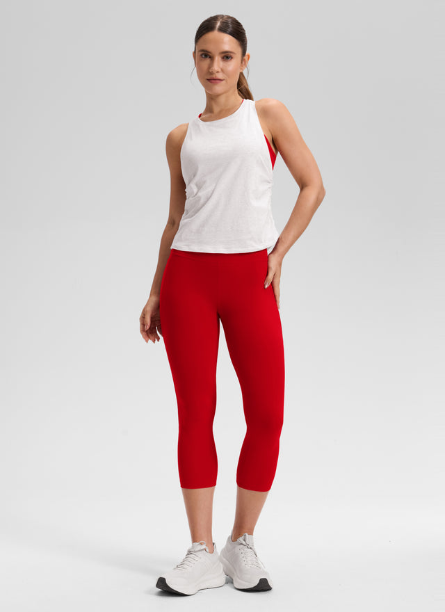 CRZ YOGA Women's Yoga High Rise Butterluxe Capri with Pockets 21'' Red Chili