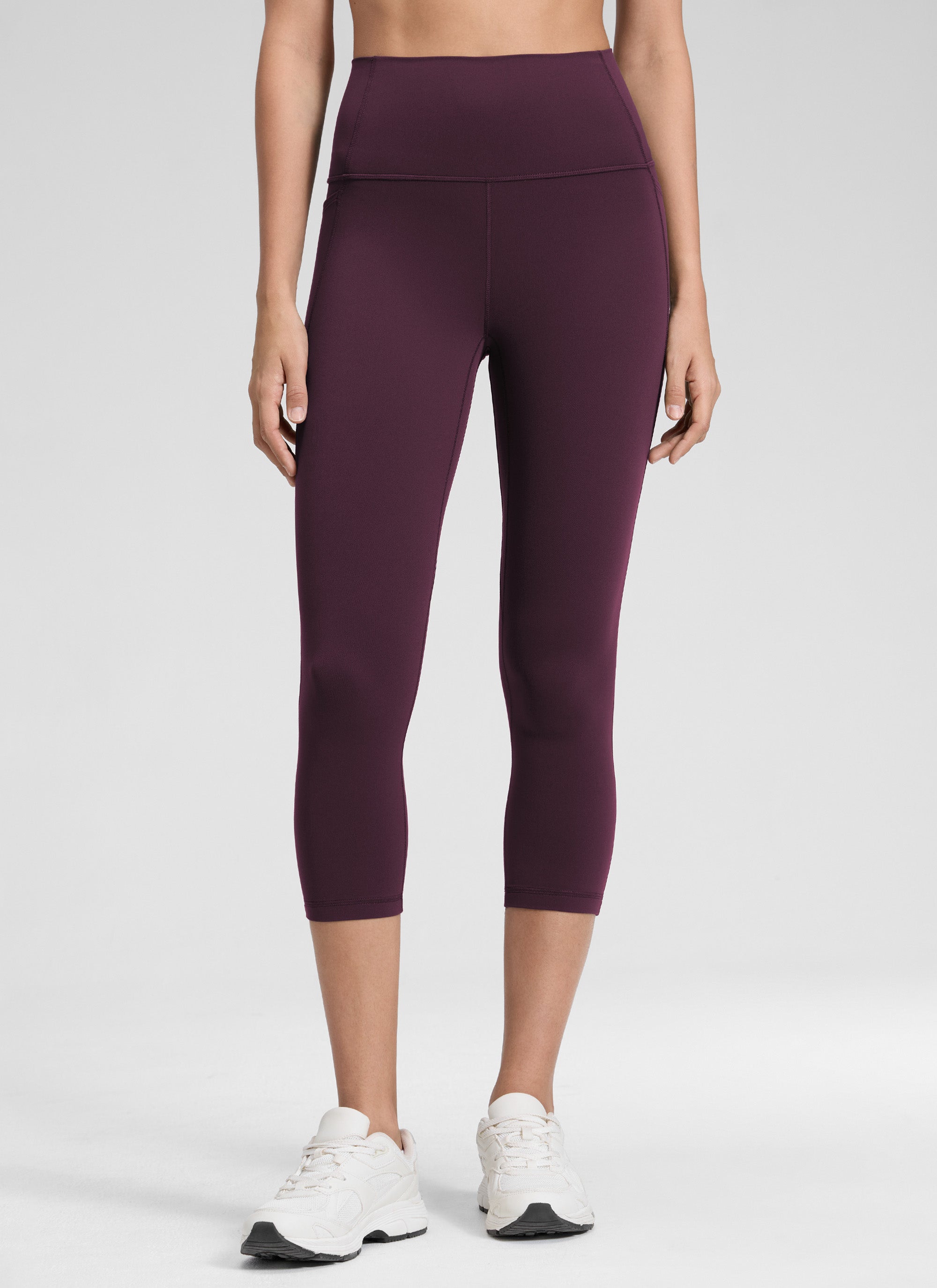 CRZ YOGA Women's Yoga High Rise Butterluxe Capri with Pockets 21'' Deep Purple @model_info:Jenna