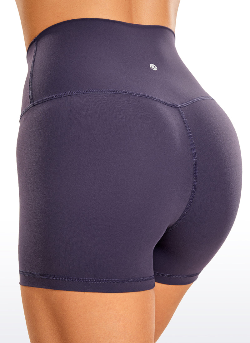 CRZ YOGA Women's Yoga High Rise Biker Brushed Nakedfeel Shorts 4'' Moon Violet