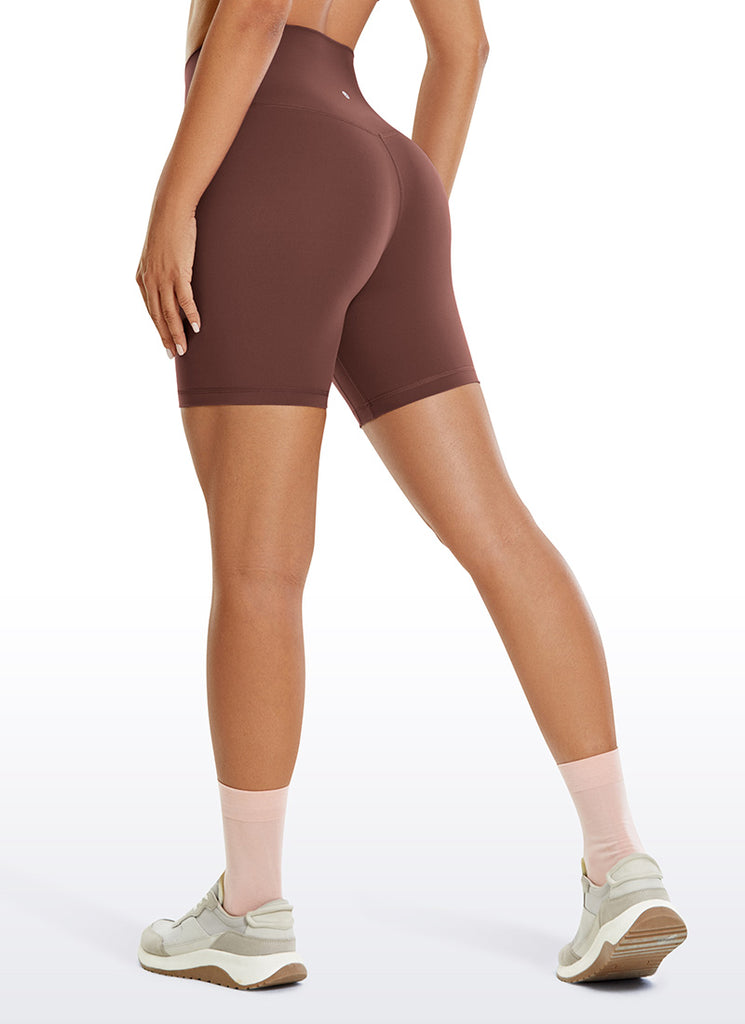 CRZ YOGA Women's Yoga High Rise Biker Brushed Nakedfeel Shorts 6'' The Breeze Blue