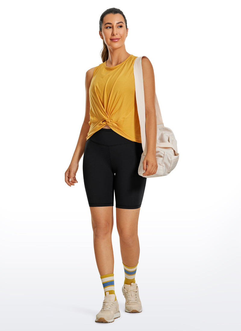 CRZ YOGA Women's Yoga High Rise Biker Brushed Nakedfeel Shorts 8'' Black