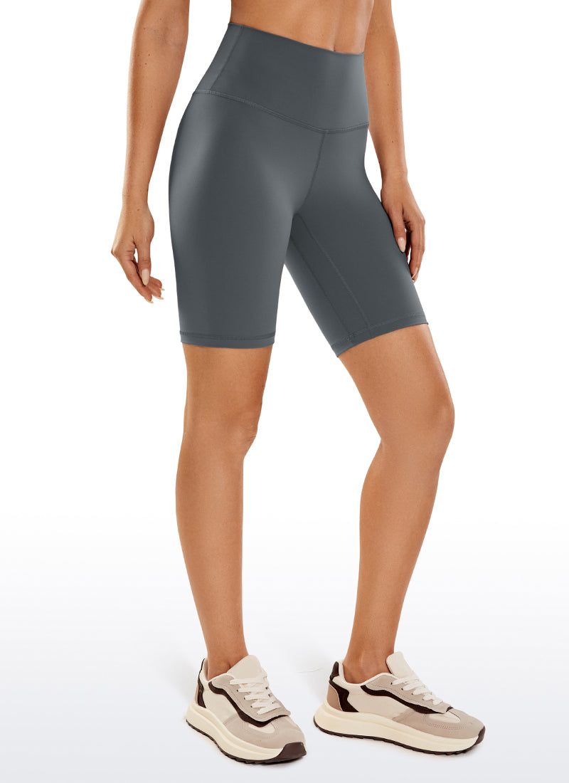 CRZ YOGA Women's Yoga High Rise Biker Brushed Nakedfeel Shorts 8'' Dark Carbon