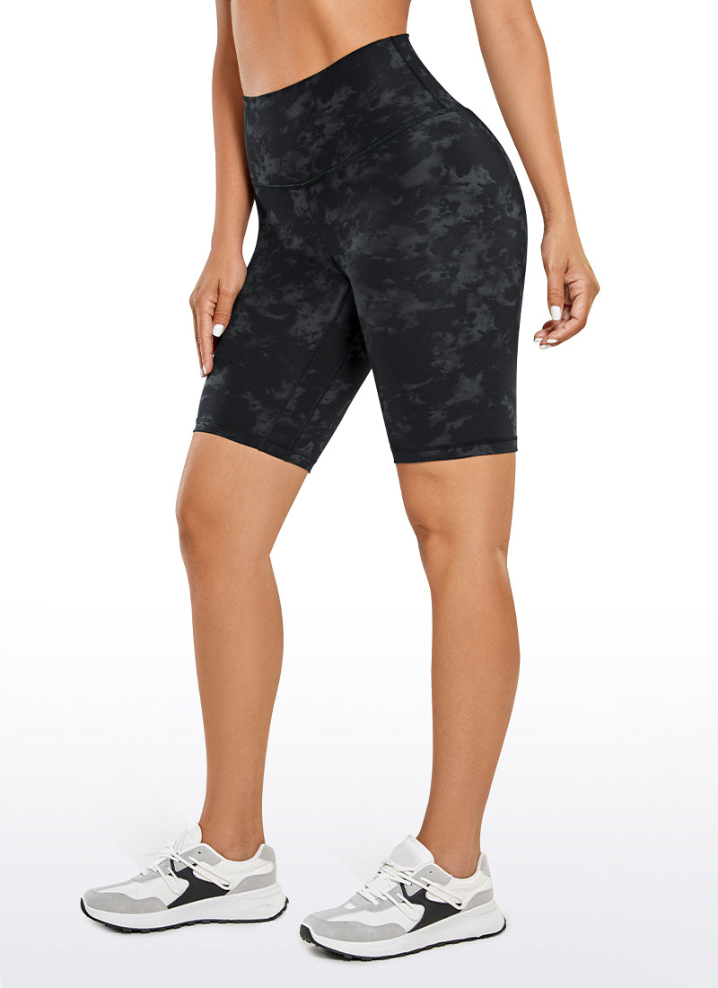 CRZ YOGA Women's Yoga High Rise Biker Brushed Nakedfeel Shorts 8'' Tie Dye Smoke Ink