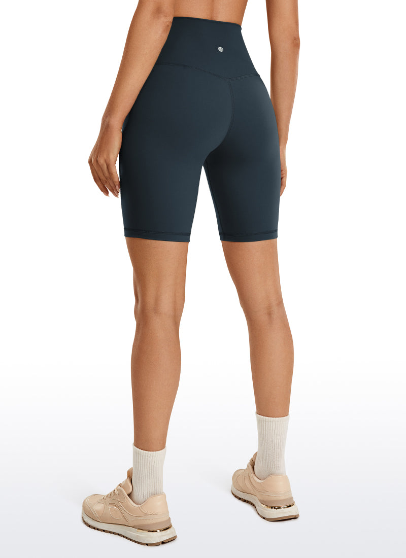 CRZ YOGA Women's Yoga High Rise Biker Brushed Nakedfeel Shorts 8'' True Navy