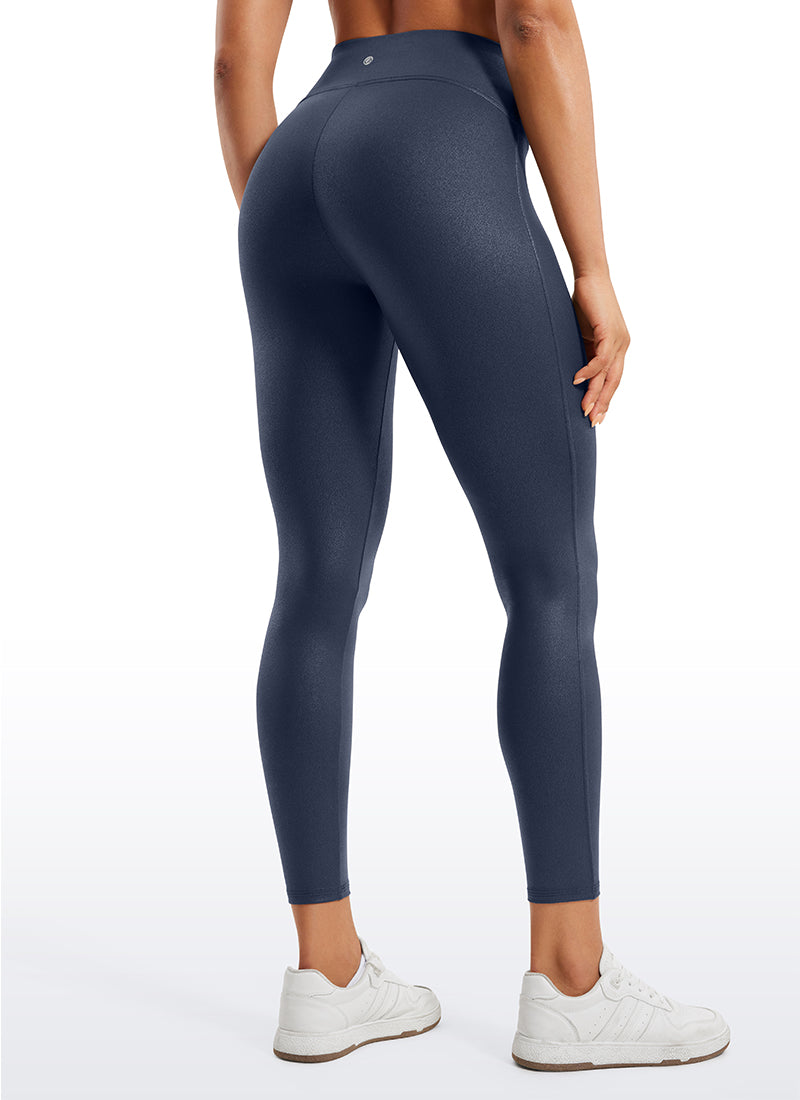 CRZ YOGA Women Butterluxe Matte Faux Leather No Front Seam Leggings 25'' Real Navy Foil Pattern @model_info:Amanda