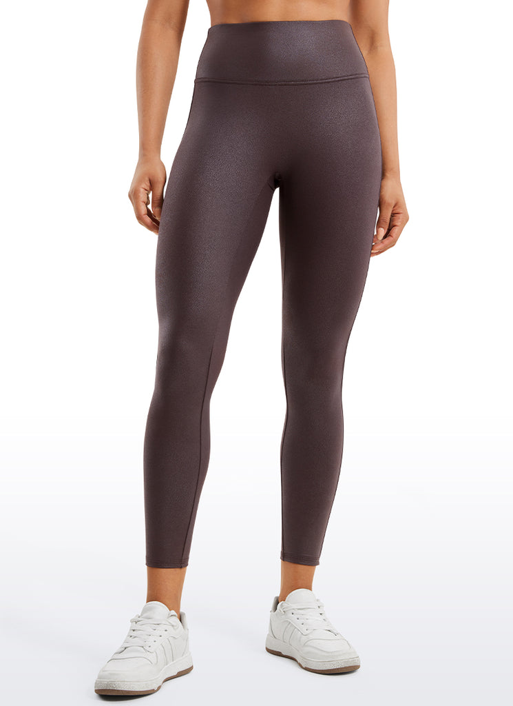 CRZ YOGA Women Butterluxe Matte Faux Leather No Front Seam Leggings 25'' Real Navy Foil Pattern