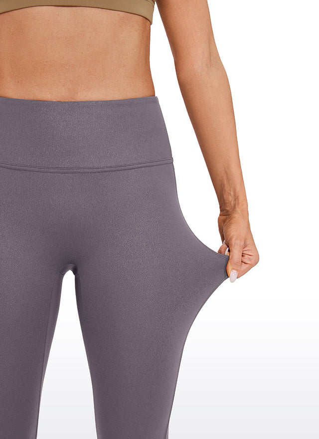 CRZ YOGA Women Butterluxe Matte Faux Leather No Front Seam Leggings 28'' Tornado Grey Classic Pattern @model_info:Natali