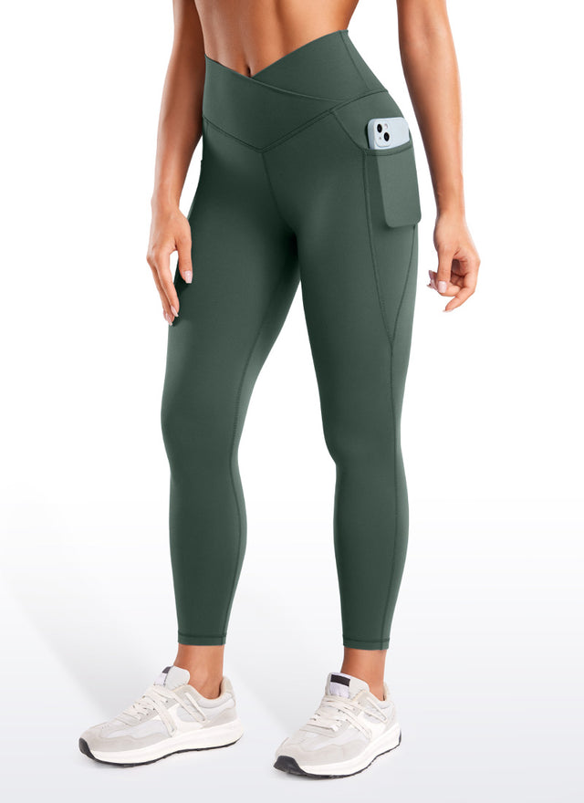 CRZ YOGA Butterluxe Womens Crossover Waist Leggings with Pockets 25