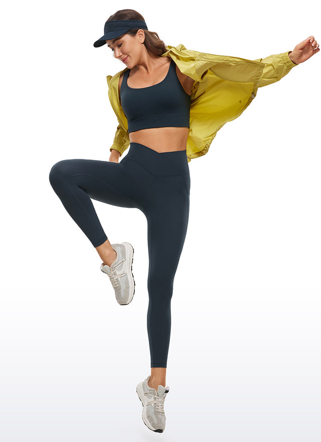CRZ YOGA Butterluxe Womens Crossover Waist Leggings with Pockets 25