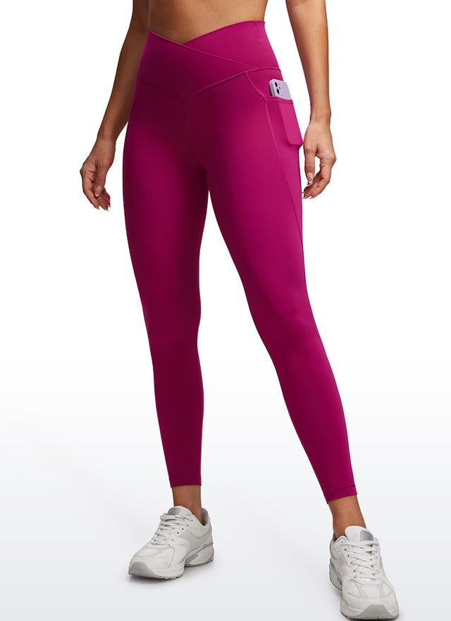CRZ YOGA Butterluxe Womens Crossover Waist Leggings with Pockets 25