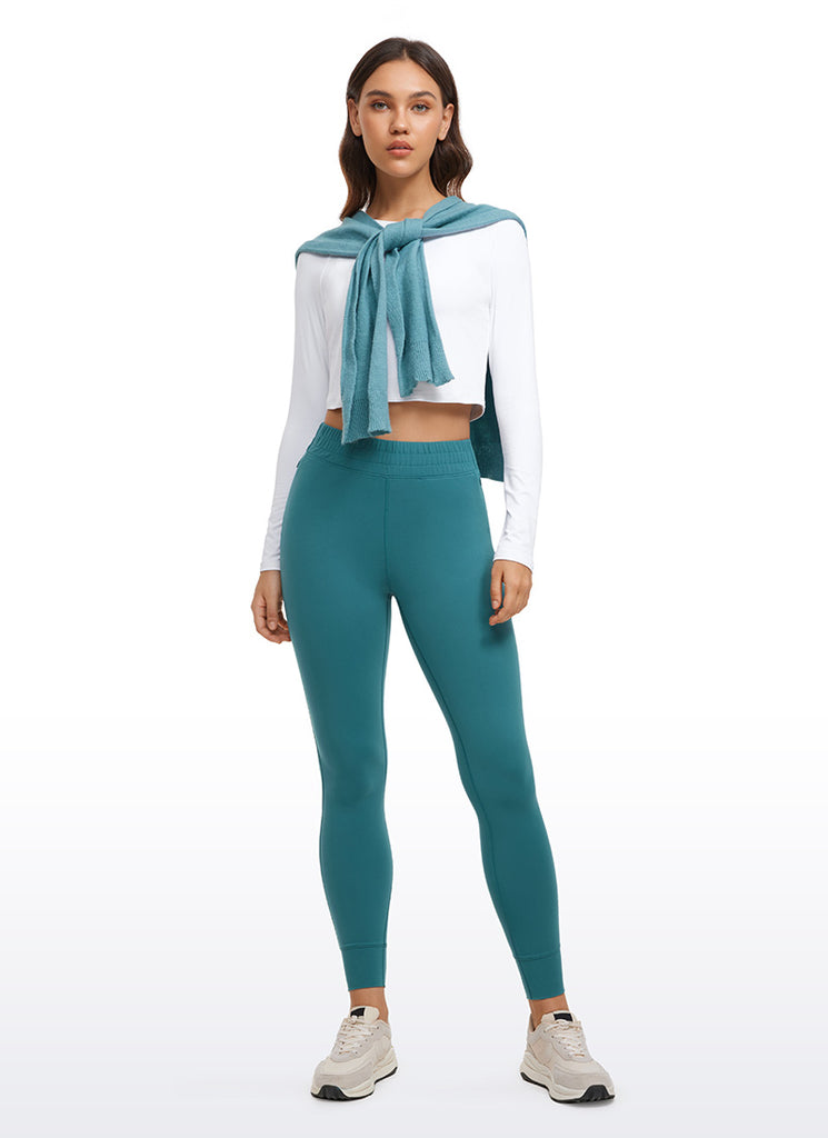 CRZ YOGA Womens Butterluxe High Waisted Joggers 27" with Pockets Grey Sage