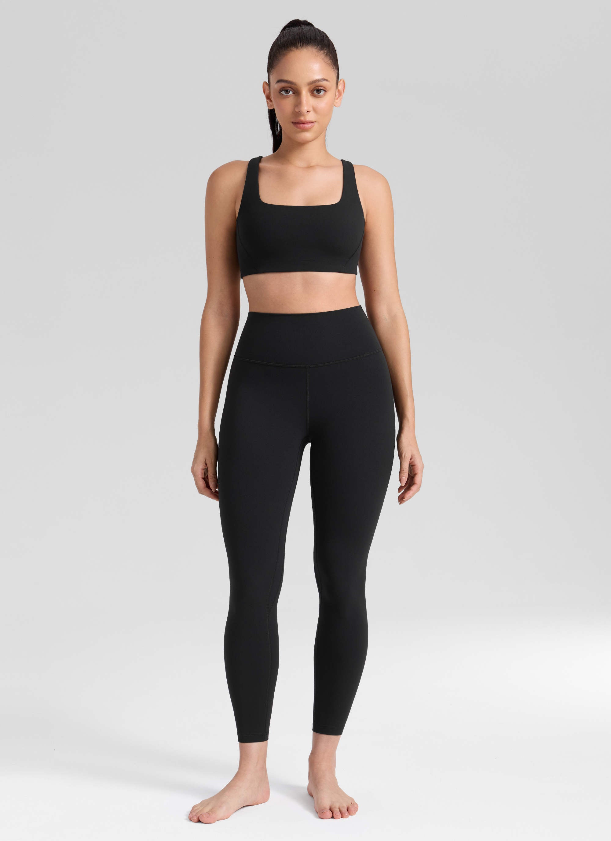 CRZ YOGA Women's Workout High Rise Butterlift Yoga Leggings 25'' Black