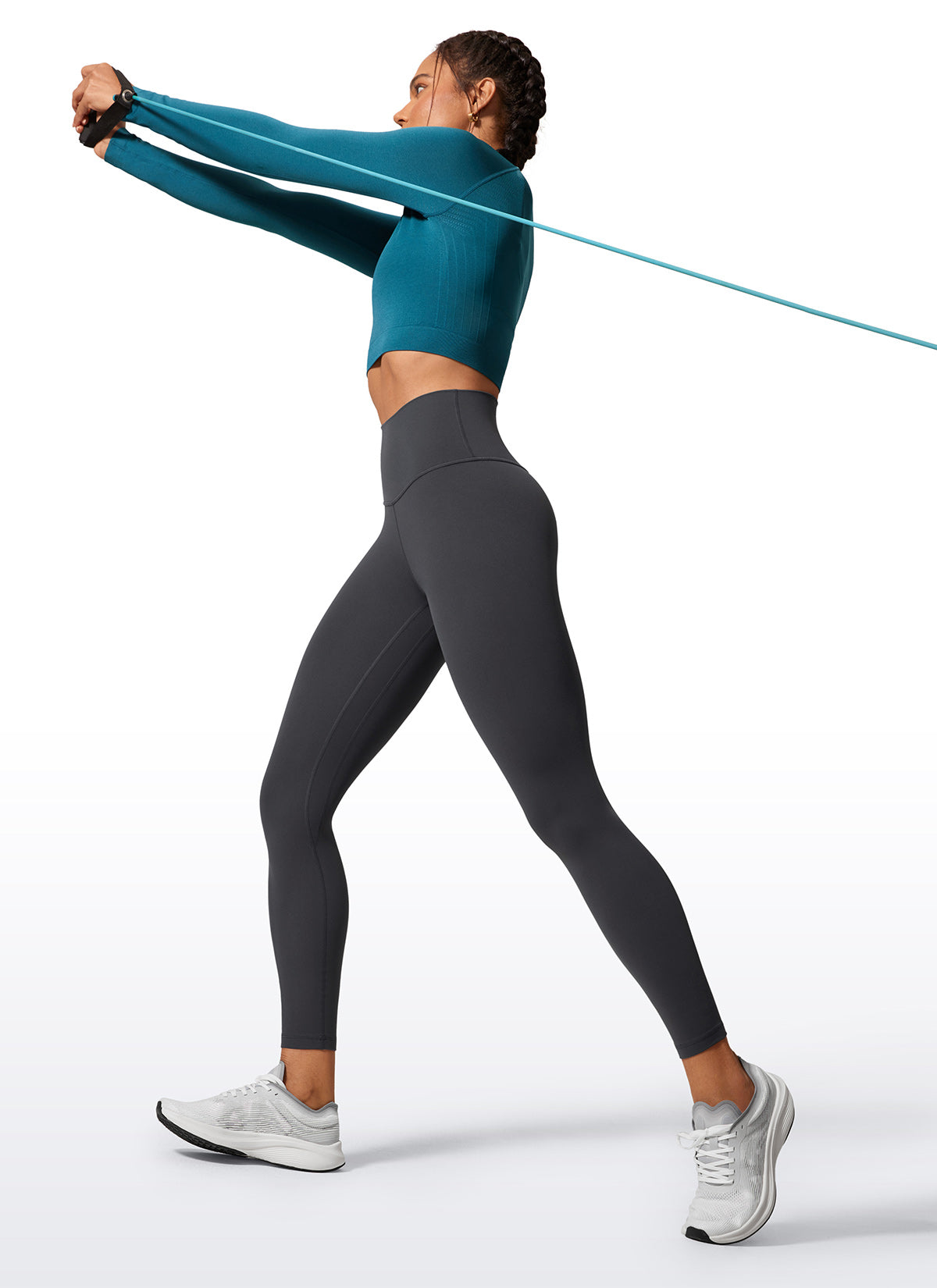 CRZ YOGA Women's Workout High Rise Butterlift Yoga Leggings 25'' Mysterious Grey