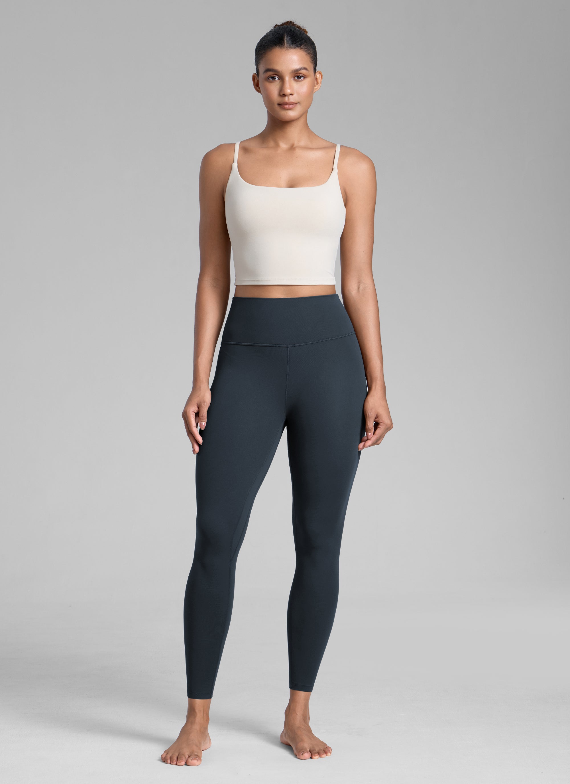 CRZ YOGA Women's Workout High Rise Butterlift Yoga Leggings 25'' True Navy @model_info:Barbara