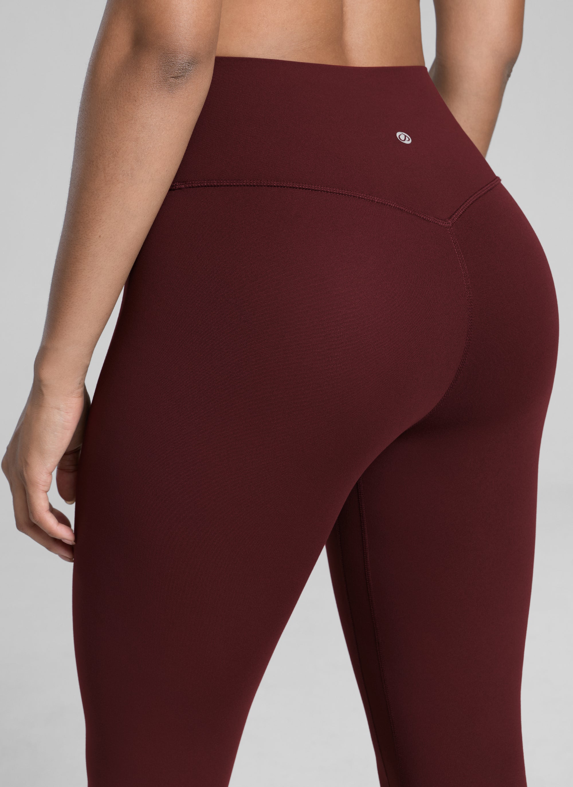 CRZ YOGA Women's Workout High Rise Butterlift Yoga Leggings 25'' Red Merlot @model_info:Barbara