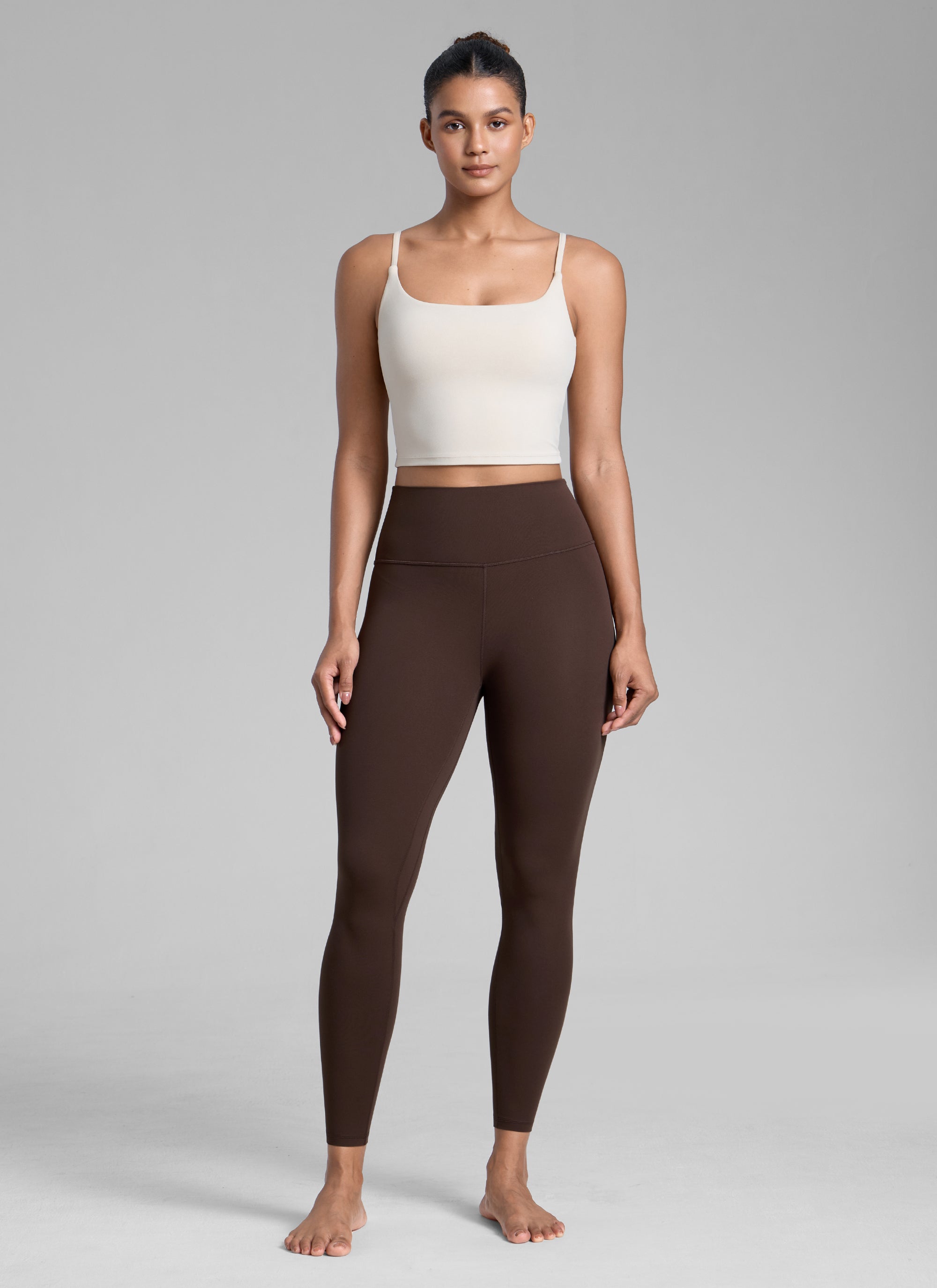 CRZ YOGA Women's Workout High Rise Butterlift Yoga Leggings 25'' Hot Fudge Brown @model_info:Barbara