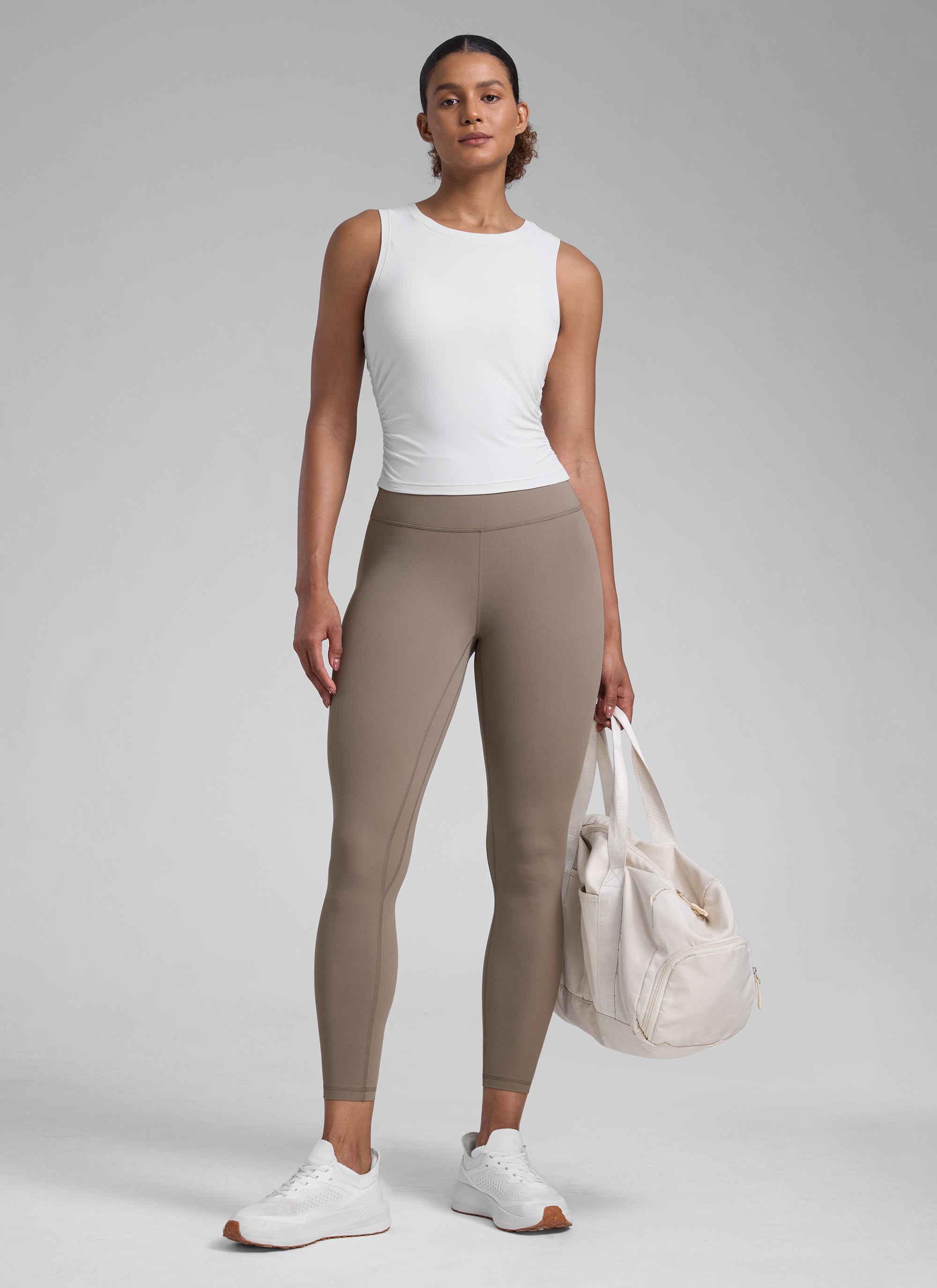 CRZ YOGA Women's Workout High Rise Butterlift Yoga Leggings 25'' Creamy Latte
